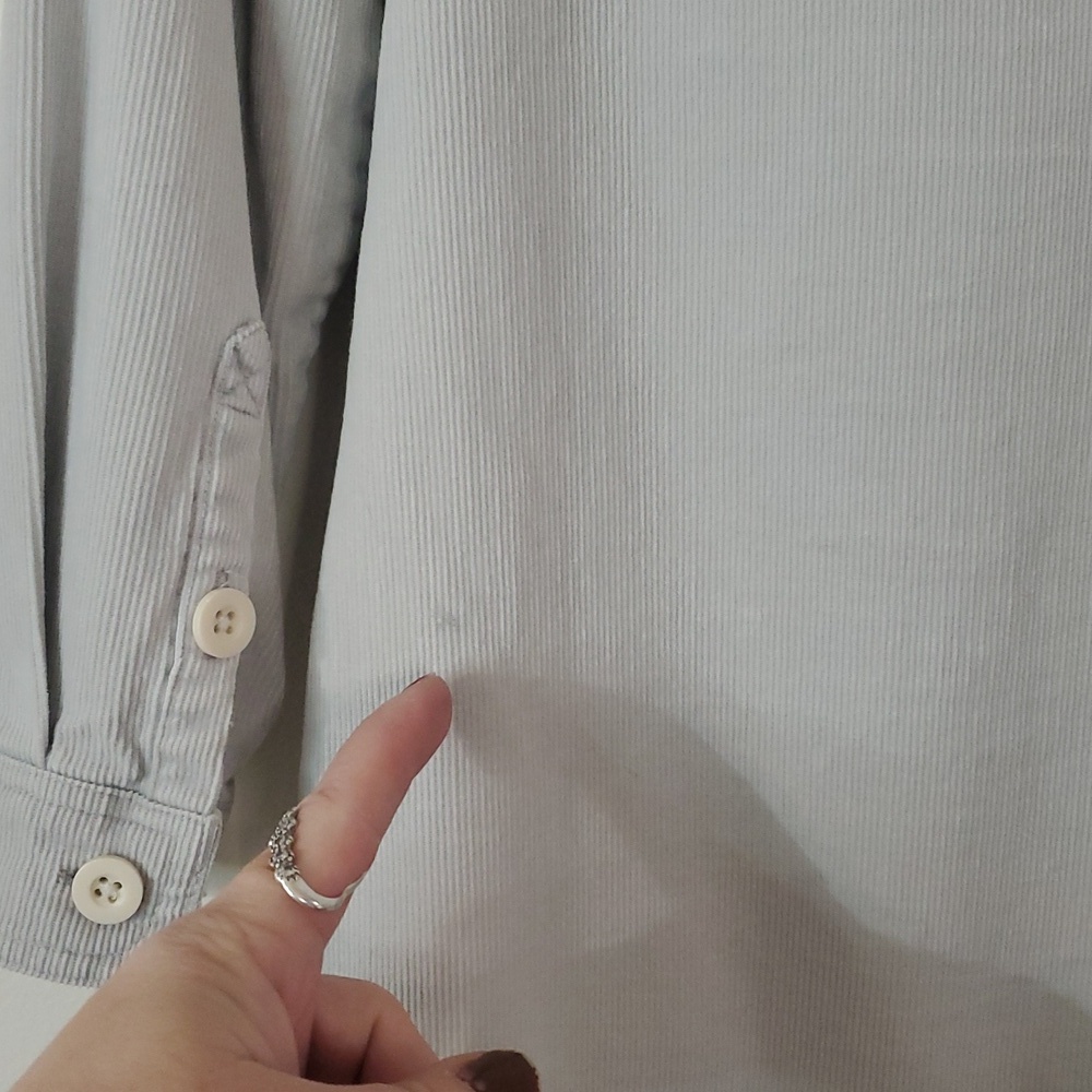 Boden Day Dress Size 4 Petite Light Grey Micro Cordoroy Collared - Picture 11 of 15